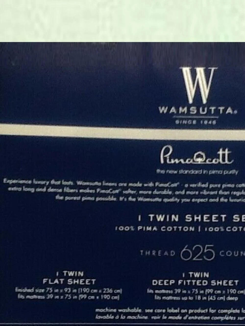 3pc LIGHT GREEN Wamsutta 625 TC Sateen Weave 100% Pimacott Cotton TWIN Sheet Set